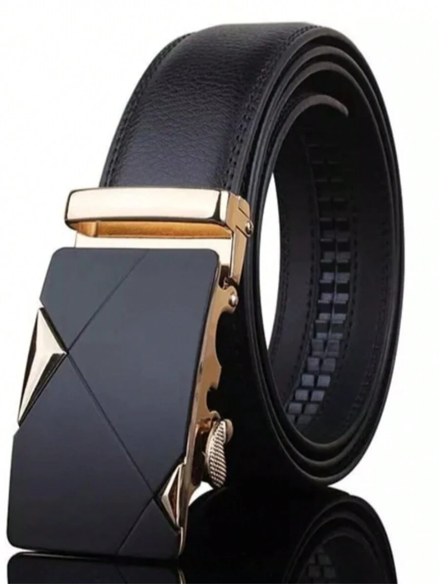 Men's Belt Luxury Leather Ratchet Buckle Wide Large 1.20 CMCasualPU LeatherBuckle - Black - View 1