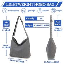 VASCHY Crossbody Bag For Women,Large Zip Canvas Hobo Bag With Adjustable Strap Reusable Grocery Bags For School Travel Teen Girls,Bow Bags, Grown WomenFits, Cyberpunk, ALL Pink, Fairycore, - Grey - View 4