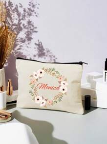 1 个化妆包，定制名称徽标化妆包，玫瑰红色心形手拿包，简单的爱，送给您的好朋友，为您的好朋友定制专属礼物可以根据您的独特设计定制，大容量化妆包，轻巧的拉链化妆包也非常适合零钱包、铅笔盒，非常适合购物、约会、度假、旅行、节日、派对或作为礼物，非常适合旅行、度假和户外探险 - 彩色 - 查看 4