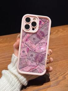1 pieza Funda de teléfono a prueba de golpes con estampado de dólar del estilo Millennial Y2K compatible con Iphone 11/12/13/14/15/16, color rosa