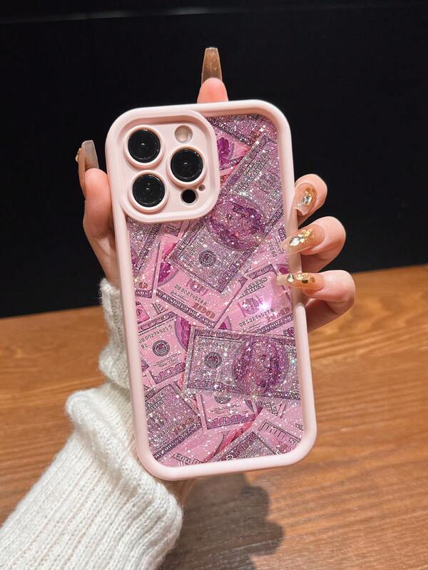 1 carcasă pentru telefon în stil Y2K, cu imprimeu Millennial Dollar, rezistentă la șocuri, compatibilă cu Iphone 11/12/13/14/15/16, roz