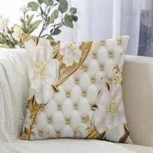 2 sztuki luksusowych poszewek na poduszki z wzorem retro kwiatowym, krótka pluszowa tkanina, odpowiednia do salonu i sypialni, sofa i krzesło, rozmiar: 45x45 cm (wkład poduszki nie jest dołączony)