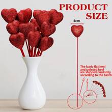10pcs Glitter Foam Hearts Picks - Red/Pink Sparkly Foam Hearts Stems Wooden Glitter Heart Picks Puffy Heart Topper - For Valentine's Day, Weddings & Flower Arrangements - Perfect For DIY Decorations & Party Favors