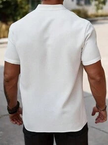 Men's Retro Old Money Style Plain Color Polo Shirt Casual, Simple, Fashionable, And Versatile