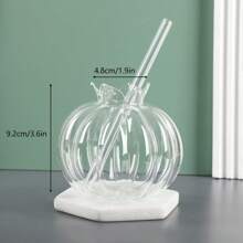 1pc New Creative Pomegranate Flower Pattern Glass Cup, With Straw, Transparent Glass Cup, Juice/Beverage Cup, Ins Style Creative Unique Mushroom Glass Cup, KTV Bar Cocktail Cup, Milk Tea Mushroom Cup - Multicolor - View 11
