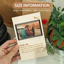 1set Customized Greeting Cards With Wooden Photo Album - Personalized DIY Cards For Anniversaries, Birthdays, Valentine's Day, Christmas, Thanksgiving - Suitable For Boyfriends, Girlfriends, Mother's Day, Father's Day, Pets - Includes Decorative Twine And Stickers,Back To School,School Supplies