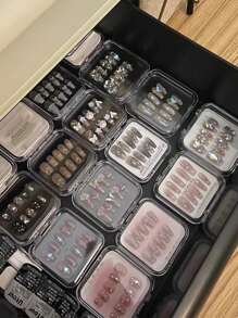 10pcs/5pcs/1pc Nail Art Storage Box, Fake Nail Box, Transparent PET Material Display Box, Nail Beauty Flip Cover Small Box, Dustproof And Moisture-Proof, Desktop Storage Box, Drawer Organizer Box, Multifunctional Jewelry Box, Fake Eyelash Box,For Holiday Beach, Bathroom Collection, Bedroom Collection, Large Capacity