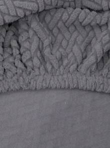 1 Set Solid Color Jacquard Knitted Toilet Seat Cover And Tank Cover, Stretch Toilet Seat Cover Set For Bathroom, Fits Small Size Toilet Tank And Lid, Home Decor - Dark Grey - View 8