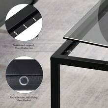 SAYGOER Mesa de centro de vidrio, pequeña y moderna, mesas centrales cuadradas simples para sala de estar, 67.82 x 67.82 x 39.88, gris negro - Gris (Mesa), Negro (Frame) - Ver 4