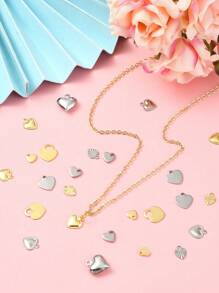 Approx. 100 PCS Mixed Gold And Silver Color Stainless Steel Heart Pendants, Suitable For DIY Jewelry Making And Valentine's/Mother's Day Gifts