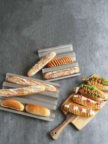 1pc Gold French Baguette Cake Mold, Perforated Bread Loaf Baking Tray, Non-Stick French Stick Bread Pan, Wavy Slot Toast Box, Baking Tool