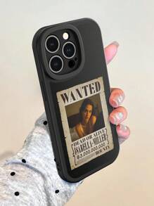 1 Stück individualisierter coole Leder Handyhülle für 16 Pro Max, modische mit Fotos und Namen personalisierte einfarbige schwarze Handyhülle kompatibel mit 11/12/13/XR/Xs Max/13, coole "Wanted Order" designte Apple 15/16 Handyhülle, weiche flexible Leder Handyhülle für Redmi 14C/Redmi A3/Redmi 13C -5G/Redmi Note 14 Pro 5G