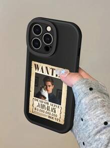1 Stück individualisierter coole Leder Handyhülle für 16 Pro Max, modische mit Fotos und Namen personalisierte einfarbige schwarze Handyhülle kompatibel mit 11/12/13/XR/Xs Max/13, coole "Wanted Order" designte Apple 15/16 Handyhülle, weiche flexible Leder Handyhülle für Redmi 14C/Redmi A3/Redmi 13C -5G/Redmi Note 14 Pro 5G