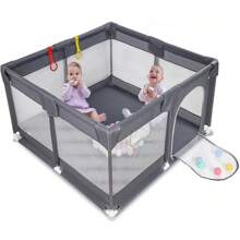 Large Baby Playpen Kids Toddlers Infant Activity Center Saftety Play Fence Yard - Grey - View 6