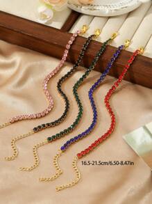 1 件 18K 镀层不锈钢彩色锆石手链，时尚法式女性设计，适合派对、约会、办公室装扮 - 手鍊 - 查看 4