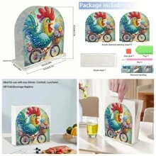 1pc/Set DIY Animals Diamond Art Tissue Holder -Owls, Bird, Chicken Pattern Designs Crystal Rhinestones Diamond Painting Napkin Holder Size