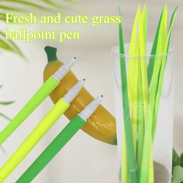 Cute Minimalist Grass Design Ballpoint Pen, Adorable Stationery Ink Pen, Office Supplies Writing Pen