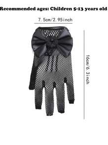 Flower Girl Gloves Lace Short Princess Gloves Tea Party Gloves For Little Girls Bowknot Fish Net Gloves For Wedding - Multicolor - View 9