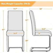 Dining Side Chairs High Back Dining Room Chairs Metal Home Kitchen Furniture Modern 2PCS, Gray