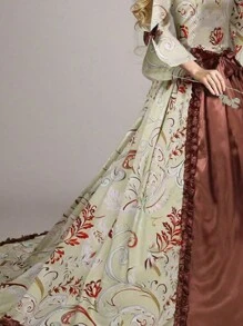 Nuevos vestidos de primavera para mujer con mangas acampanadas y estampados, vestidos largos tipo maxi. Estos vestidos presentan un encanto medieval y retro adecuado para vestidos de noche de boda.