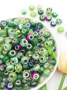 20pcs/Set Random Mixed Color European Style Acrylic Large Hole Beads Bracelet Spacer Beads For Bracelet Necklace Beading Handmade Accessories
