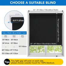 1Pc Deconovo Blackout Roller Cordless Window Shade - With Draw Rod, Modern Waterproof Rectangular Simple Design, 100% Blackout Window Treatment, Perfect For Home/Office - 黑色 - 查看 8