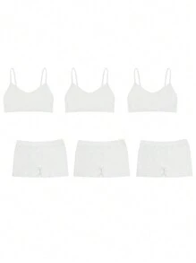 Laphilo Conjunto de ropa interior para mujer y niña, para danza, deportes, vida cotidiana, con sujetador y pantalones cortos cod.8400/3005 set