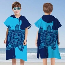 1 Peça Roupão de Banho Infantil, Roupão de Praia Infantil para Bebês e Crianças Pequenas, Toalha de Banho com Capuz de Microfibra Usável, Tartarugas, Flamingos, Unicórnios, Degradês, Rosquinhas, Listras, Tema de Palma, Casamento de Verão, Decoração de Casa de Banho, Volta às Aulas