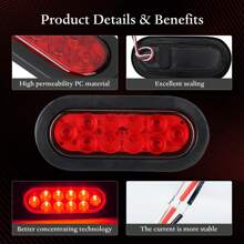 2 Piece Set Red Brake Light Stop Turn Side Utility Tail Light Waterproof Hitch Light