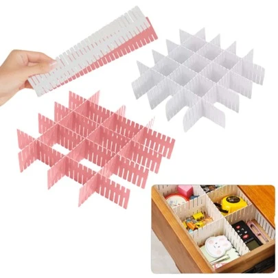 Set de 4 Divisores de Cajones Ajustables – Separadores de Plástico Duradero para Organización de Ropa Interior, Calcetines, Utensilios, Cosméticos y Más | Organizadores de Almacenamiento para Hogar, Oficina y Cocina | Divisores Ergonómicos y Expansibles, de Fácil Instalación, Ideales para Mantener el Orden en Cajones de Armarios, Baños y Escritorios | Separadores Multifuncionales con Diseño Versátil y Material Resistente – Perfectos para Ropa, Accesorios, y Objetos Variados | Cada Pieza de 37 x 7 cm