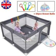 Large Baby Playpen Kids Toddlers Infant Activity Center Saftety Play Fence Yard - Grey - View 9