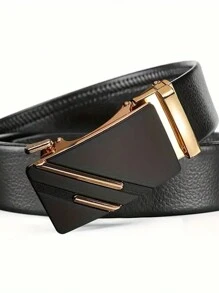 Men's Belt Luxury Leather Ratchet Buckle Wide Large 1.20 CMCasualPU LeatherBuckle - Black - View 8