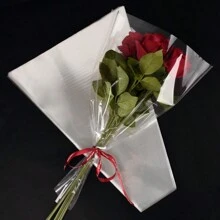 50个/包 全透明花束包装袋，玫瑰花束专用花卉包装袋，梯形花店用品 - 彩色 - 查看 4