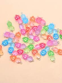 10pcs Mini Resin Glow-In-The-Dark Sea Turtle Pendant, Cute Cartoon Animal Charms In Random Colors For DIY Bracelet, Anklet, Necklace, Keychain, Bag Accessories, Halloween, Teacher Gifts, Custom Name Necklaces, Earrings, Chain Jewelry For Ladies