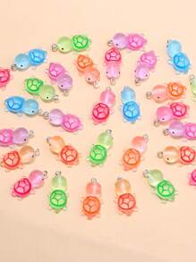 10pcs Mini Resin Glow-In-The-Dark Sea Turtle Pendant, Cute Cartoon Animal Charms In Random Colors For DIY Bracelet, Anklet, Necklace, Keychain, Bag Accessories, Halloween, Teacher Gifts, Custom Name Necklaces, Earrings, Chain Jewelry For Ladies