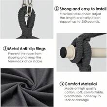 Y- Stop Hammock Chair Hanging Rope Swing Chair, Max 500 Lbs, 2 Seat Cushions Included, Removable Steel Spreader Bar With Anti-Slip Rings, Hardware Kit-For Indoor Or Outdoor(Dark Grey) - Dark Grey - View 4