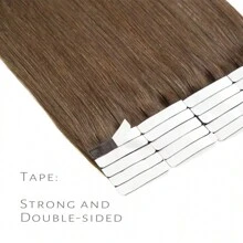 #8 Ash Brown Straight Tape In Human Hair Extensions Unprocessed Human Hair Extensions Skin Weft Adhesive Glue For Salon 20Pcs - S8 - View 5