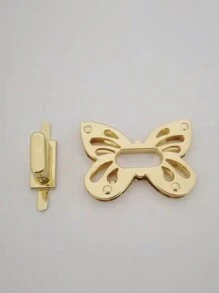 Bolso de mano/de hombro con decoración de mariposa de metal, cierre con broche y herrajes, accesorio DIY (pieza inferior aleatoria) - Dorado - Ver 5