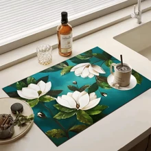 1 pezzo Sottopentola da bar con stampa di stile pittorico a tema fiore di magnolia, tappetino di drenaggio, tappetino di drenaggio in gel di silice per macchina da caffè, tappetino di drenaggio in gomma morbida, antiscivolo, super assorbente e resistente all'usura, per decorazione di tavoli da pranzo, ristoranti, cucine e patio, forniture per la cucina domestica - JQLSD-693 - Visualizzare 5