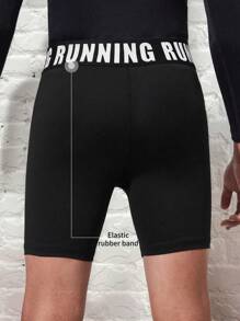 1 szt. Chłopięce spodenki sportowe Athleisure Letter Print odprowadzające wilgoć, szybkoschnące, oddychające, do jazdy na rowerze, biegania, ćwiczeń i fitnessu