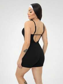 Kit 2 Jumpsuits Ribbed Strappy Rompers Women's Clothing Gym Sports Fitness - Rusty Rose - View 5