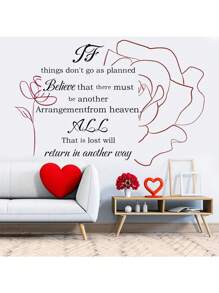 1pc Personalized Art English Slogan Lines Flowers Suitable For Living Room Bedroom Bedside Study Wall Decoration Beautification Wall Stickers Room Decor Home Decor Bathroom Decor Bedroom Decor Room Decoration Stuff Living Room Decor House Decor Home Decor Living Room Wall Paper