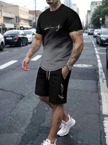 Men T-Shirt Co-Ords - Black - View 1