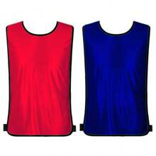 5 Piece Double-Sided Football Vest Kit - Various ColorsReal FootballFabric - 寶藍色和紅色 - 查看 3