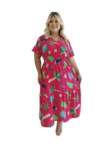 Vestido Longo Plusize Modinha / Evangélico Lastex Cinturado