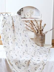 1pc Soft & Warm Bamboo Fiber Double-Layer Baby Muslin Swaddle Blanket - Multicolor - View 14