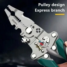 1pc Foldable Wire Stripper, 8.07 Inches, New Model, Industrial Grade, Multi-Functional Strippers For Electricians, Peeling, Separating, Shaving, Coiling, Crimping, Cutting Wire, Screw Tightening With Pulley Design, For Circuit Repair