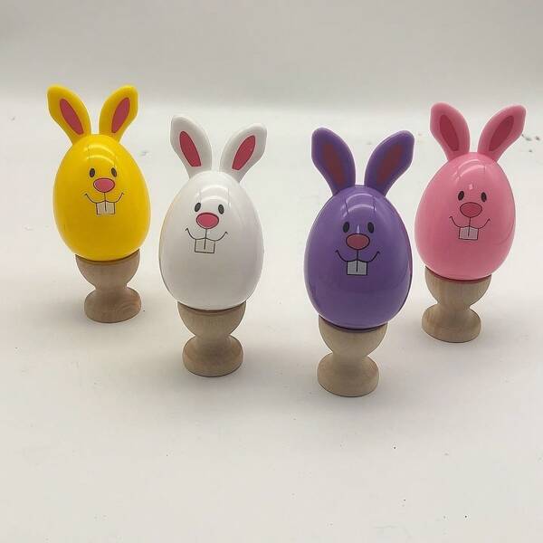 6 unidades - Huevos de Pascua de plástico con forma de conejo lindo, huevos pintados de apertura y retorcidos