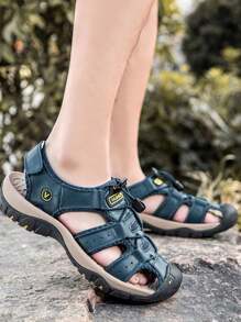Los hombres de la cabeza de capa transpirable Baotou sandalias zapatos casuales, sandalias de hombre, sandalias para hombre, zapatos de hombre zapatos de playa al aire libre. - Azul - Ver 4