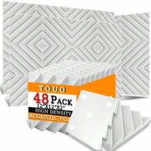 TOUO Acoustic Foam 6-48 Pcs Rhinestone Groove Foams Panels Offices Acoustic Treatment 30X30X5cm/12"X12"X2" | 30X30X2.5cm/12"X12"X1" High-Density Sound Absorbing Material - one-size - View 16